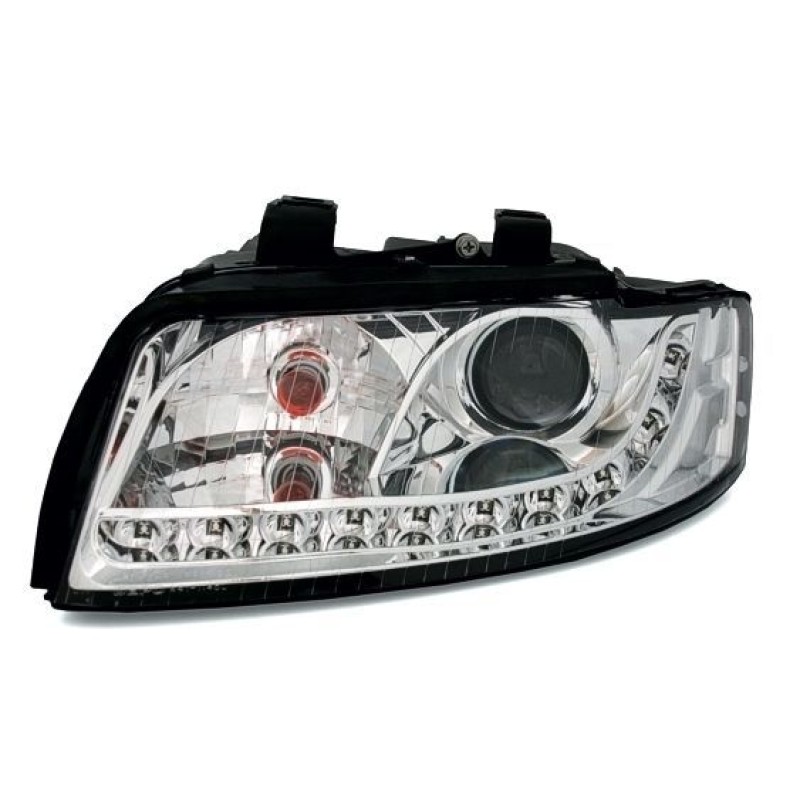 Φανάρια εμπρός led Dayline για Audi A4 (2001-2004) - chrome , χωρίς λάμπες (Η7) - σετ 2τμχ.