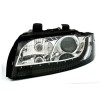 Φανάρια εμπρός led Dayline για Audi A4 (2001-2004) - μαύρα , χωρίς λάμπες (Η7) - σετ 2τμχ.