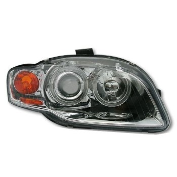 Φανάρια εμπρός angel eyes για Audi A4 (2004-2008) - chrome , χωρίς λάμπες (Η7) - σετ 2τμχ.