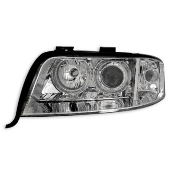 Φανάρια εμπρός angel eyes για Audi A6 (1997-2001) / Allroad 1999-2005 - chrome , χωρίς λάμπες (Η7) - σετ 2τμχ.