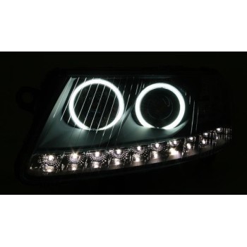 Φανάρια εμπρός angel eyes για Audi A6 led (2004-2008) - chrome , με λάμπες (Η1) - σετ 2τμχ.