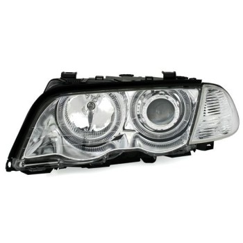 Φανάρια εμπρός angel eyes με CCFL για BMW E46 sedan (1998-2001) - chrome , με λάμπες (Η1) - σετ 2τμχ.