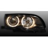 Φανάρια εμπρός angel eyes για BMW E46 sedan (2001-2005) - μαύρα , χωρίς λάμπες (Η7) - σετ 2τμχ.