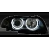 Φανάρια εμπρός BMW E46 sedan (1998-2001) angel eyes με CCFL - μαύρα , με λάμπες (Η1) - σετ 2τμχ.