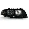 Φανάρια εμπρός BMW E46 sedan (1998-2001) angel eyes με CCFL - μαύρα , με λάμπες (Η1) - σετ 2τμχ.