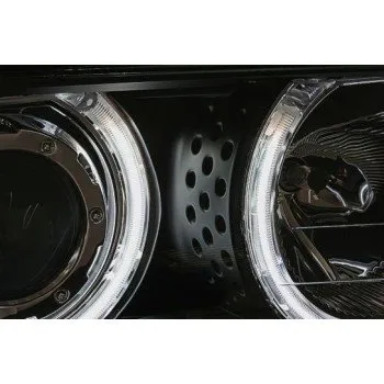 Φανάρια εμπρός BMW E46 sedan (1998-2001) angel eyes με CCFL - μαύρα , με λάμπες (Η1) - σετ 2τμχ.