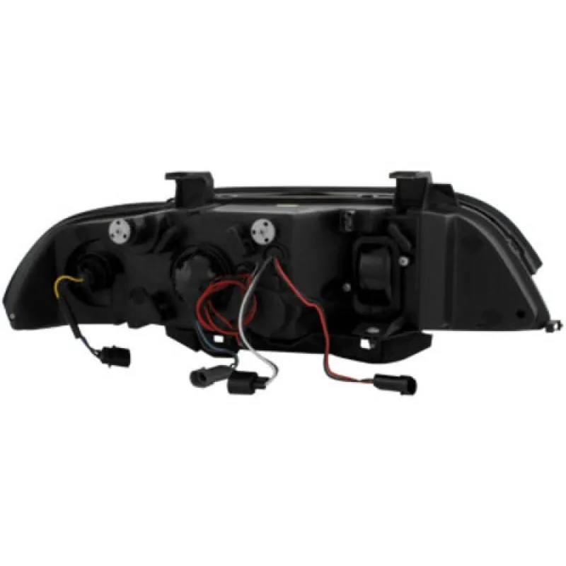 Φανάρια εμπρός BMW E39 (1995-2003) angel eyes - μαύρα , με λάμπες (Η1) - σετ 2τμχ.