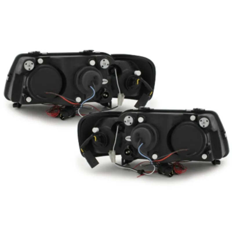 Φανάρια εμπρός Audi A3 (1996-2000) angel eyes - μαύρα , με λάμπες (Η1) - σετ 2τμχ.