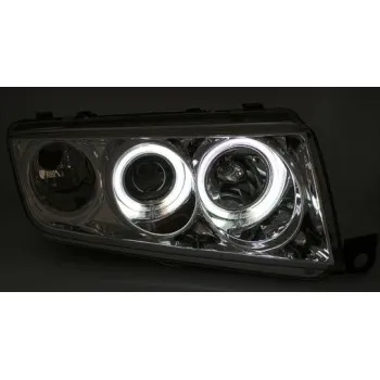 Φανάρια εμπρός Skoda Fabia (1999-2007) angel eyes, μαύρα , χωρίς λάμπες (Η7) - σετ 2τμχ.