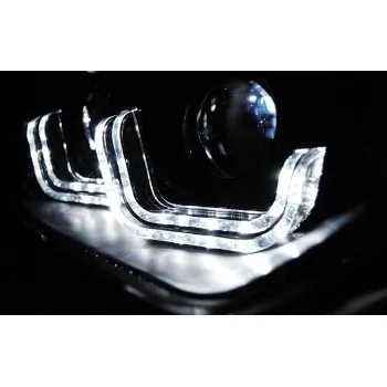 Φανάρια εμπρός BMW F30 (2011-2015) led angel eyes - μαύρα , χωρίς λάμπες (Η7) - σετ 2τμχ.