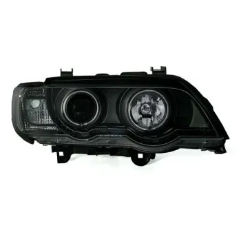 Φανάρια εμπρός BMW X5 (1999-2003) με φώτα ημέρας led και angel eyes - μαύρα , με λάμπες (Η1) - σετ 2τμχ.