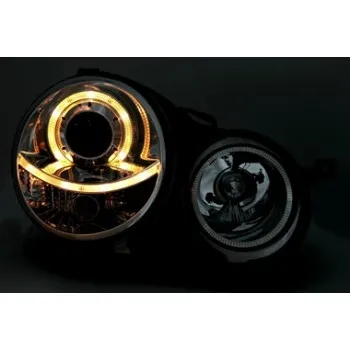 Φανάρια εμπρός Vw Polo 9N (2001-2005) angel eyes - chrome , χωρίς λάμπες (Η7) - σετ 2τμχ.