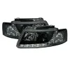 Φανάρια εμπρός Vw Passat 3Β/B5 (1997-2000) led - μαύρα , με λάμπες (Η1) - σετ 2τμχ.