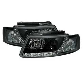 Φανάρια εμπρός Vw Passat 3Β/B5 (1997-2000) led - μαύρα , με λάμπες (Η1) - σετ 2τμχ.