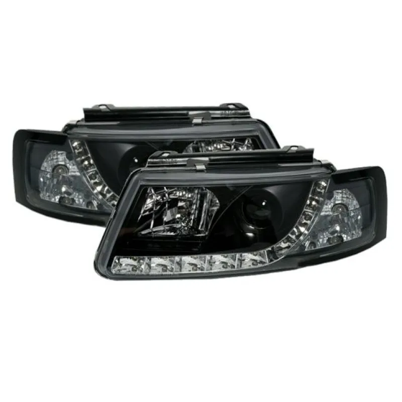 Φανάρια εμπρός Vw Passat 3Β/B5 (1997-2000) led - μαύρα , με λάμπες (Η1) - σετ 2τμχ.