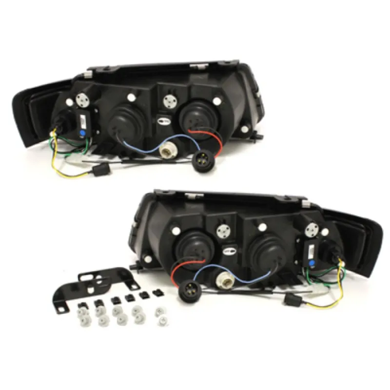 Φανάρια εμπρός Vw Passat 3Β/B5 (1997-2000) led - μαύρα , με λάμπες (Η1) - σετ 2τμχ.