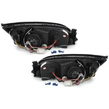 Φανάρια εμπρός Ford Mondeo (2000-2007) angel eyes - chrome , με λάμπες (Η1) - σετ 2τμχ.