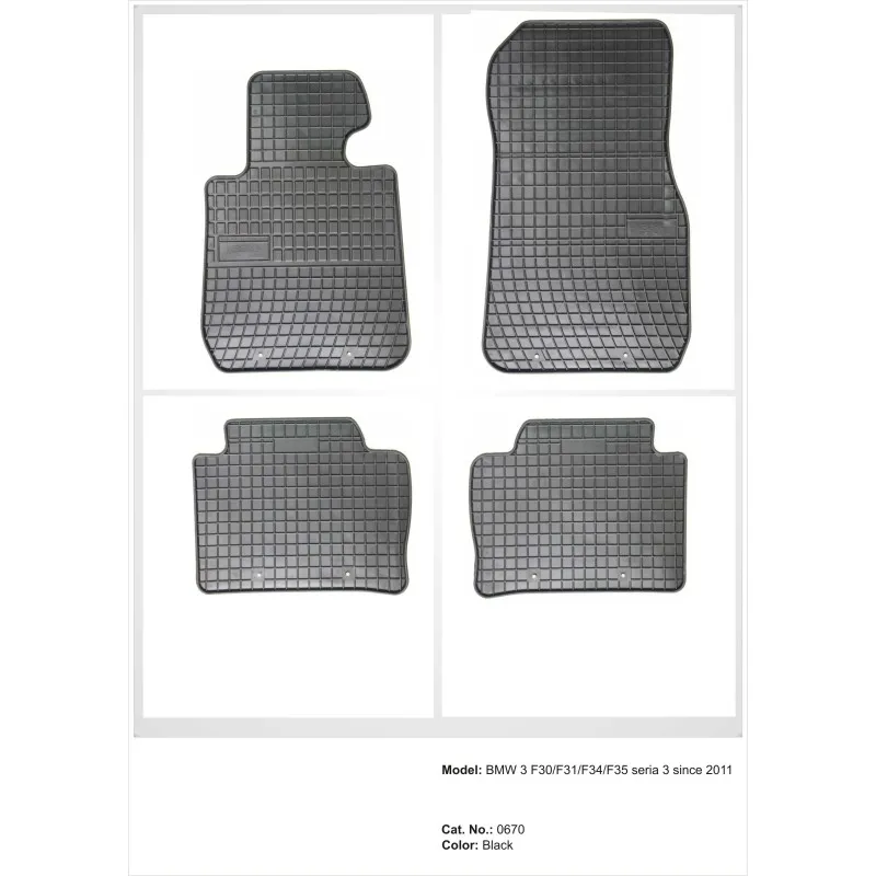 Λαστιχένια πατάκια BMW σειρά 3 F30 / F31 / F34 (2011-2018) - 4τμχ.