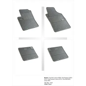 Λαστιχένια πατάκια FIAT 500 / 500C (2007+) / Panda (2003-2012) / FORD Ka (2008-2016) - 4τμχ.