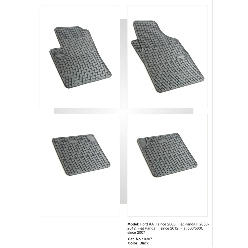 Λαστιχένια πατάκια FIAT 500 / 500C (2007+) / Panda (2003-2012) / FORD Ka (2008-2016) - 4τμχ.