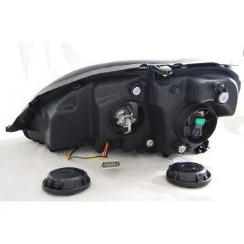 Φανάρια εμπρός Mercedes W 220 S-Class (1998-2005) led lightbar design - μαύρα , με λάμπες (Η1) - σετ 2τμχ.