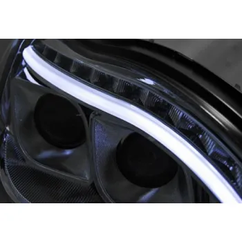 Φανάρια εμπρός Mercedes W 220 S-Class (1998-2005) led lightbar design - μαύρα , με λάμπες (Η1) - σετ 2τμχ.