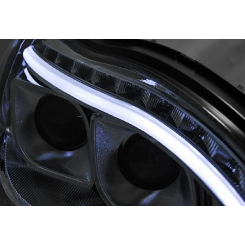 Φανάρια εμπρός Mercedes W 220 S-Class (1998-2005) led lightbar design - μαύρα , με λάμπες (Η1) - σετ 2τμχ.