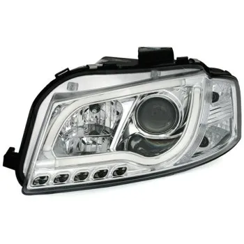 Φανάρια εμπρός Audi A3 (2003-2008) led Lightbar Design - chrome , με λάμπες (Η1) - σετ 2τμχ.