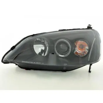 Φανάρια εμπρός Honda Civic (2001-2003) 2/4 πορτο US angel eyes, μαύρα , με λάμπες (Η1) - σετ 2τμχ.