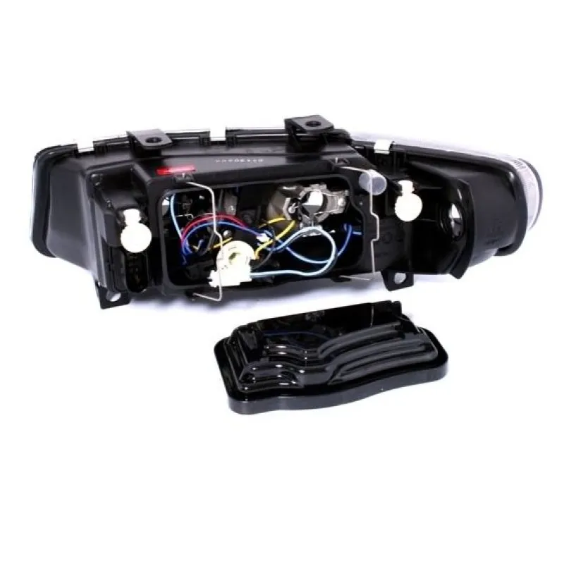 Φανάρια εμπρός Seat Leon /Toledo (1999-2004) angel eyes - μαύρα , χωρίς λάμπες (Η7) - σετ 2τμχ.