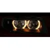 Φανάρια εμπρός Seat Leon /Toledo (1999-2004) angel eyes - μαύρα , χωρίς λάμπες (Η7) - σετ 2τμχ.