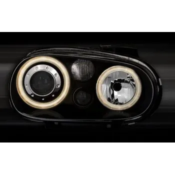 Φανάρια εμπρός Vw Golf IV R32 angel eyes - μαύρα , χωρίς λάμπες (Η7) - σετ 2τμχ.