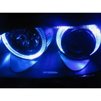 Φανάρια εμπρός Vw Passat 3Β/B5 (1997-2000) angel eyes - chrome , χωρίς λάμπες (Η7) - σετ 2τμχ.