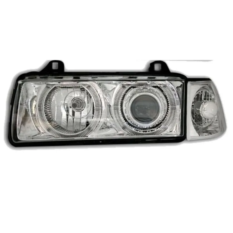 Φανάρια εμπρός BMW E36 (1991-2000) 4d sedan angel eyes - chrome , χωρίς λάμπες (Η7) - σετ 2τμχ.