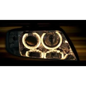 Φανάρια εμπρός Audi A6 (1997-2001) / Allroad 1999-2005 angel eyes - μαύρα , με λάμπες (Η7) - σετ 2τμχ.