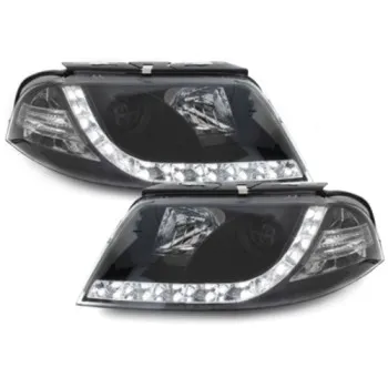 Φανάρια εμπρός Vw Passat B5.5 (2001-2005) led - μαύρα , με λάμπες (Η1) - σετ 2τμχ.