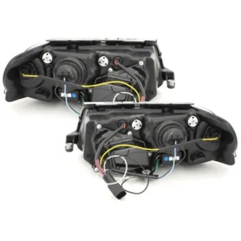 Φανάρια εμπρός Vw Passat B5.5 (2001-2005) led - μαύρα , με λάμπες (Η1) - σετ 2τμχ.