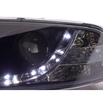 Φανάρια εμπρός Skoda Octavia (2004-2009) led , μαύρα , με λάμπες (Η1) - σετ 2τμχ.