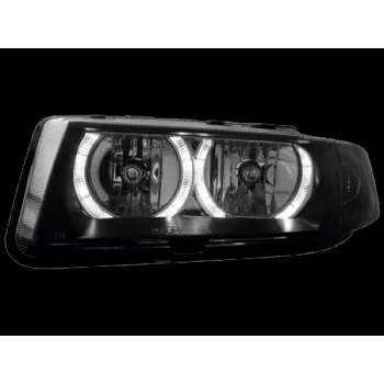 Φανάρια εμπρός Seat Leon /Toledo (1999-2004) angel eyes - μαύρα , χωρίς λάμπες (Η7) - σετ 2τμχ.