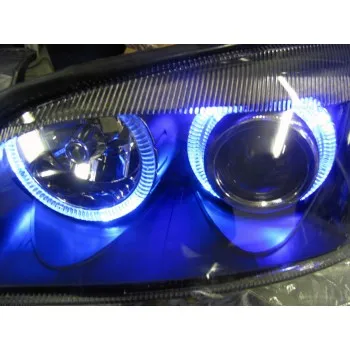 Φανάρια εμπρός Audi A3 (1996-2000) angel eyes -μαύρα , χωρίς λάμπες (Η7) - σετ 2τμχ.
