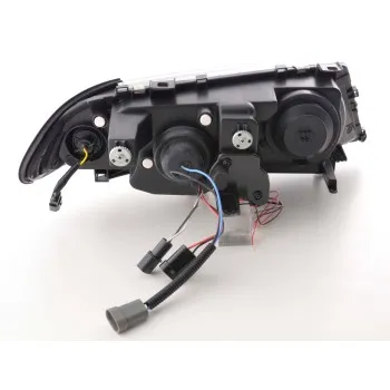 Φανάρια εμπρός BMW E46 sedan (1998-2001) angel eyes - μαύρα , με λάμπες (Η1) - σετ 2τμχ.