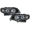 Φανάρια εμπρός BMW X5 (1999-2003) angel eyes - black , με λάμπες (Η1) - σετ 2τμχ.
