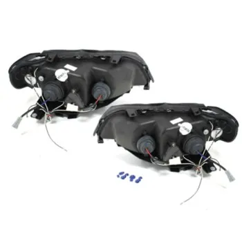 Φανάρια εμπρός BMW X5 (1999-2003) angel eyes - black , με λάμπες (Η1) - σετ 2τμχ.