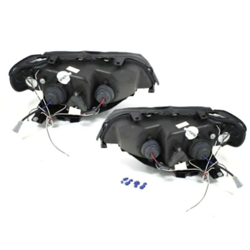 Φανάρια εμπρός BMW X5 (1999-2003) angel eyes - black , με λάμπες (Η1) - σετ 2τμχ.