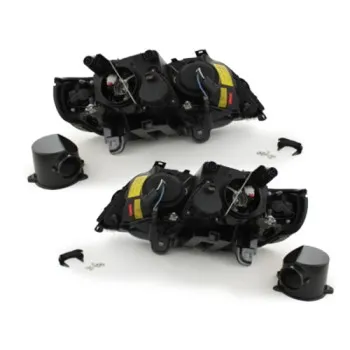 Φανάρια εμπρός BMW X5 (1999-2003) - μαύρα με led φλας , χωρίς λάμπες (Η7) - σετ 2τμχ.