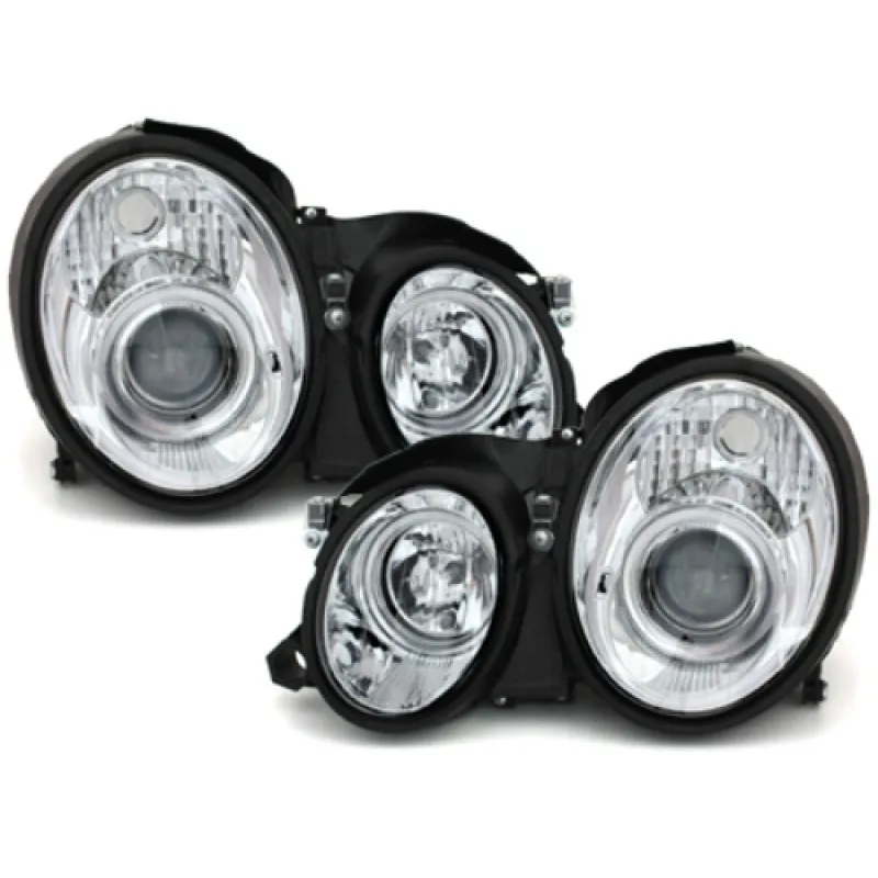 Φανάρια εμπρός Mercedes CLK W208 (1997-2002) angel eyes, με λάμπες (Η1) - σετ 2τμχ.