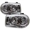Φανάρια εμπρός Chrysler 300C (2004-2008) angel eyes με led - chrome , με λάμπες (Η1) - σετ 2τμχ.