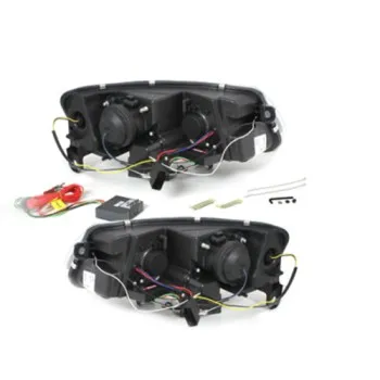 Φανάρια εμπρός Audi A6 με φώτα ημέρας led (2004-2007) - μαύρα , με λάμπες (Η1) - σετ 2τμχ.