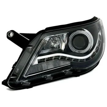 Φανάρια εμπρός Vw Tiguan (2007-2011) led/angel eyes , μαύρα , με λάμπες (Η1) - σετ 2τμχ.
