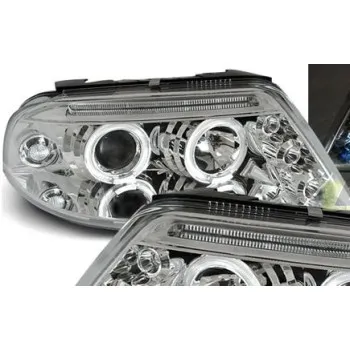 Φανάρια εμπρός Vw Passat B5.5 (2001-2005) angel eyes - χρωμίου , χωρίς λάμπες (Η7) - σετ 2τμχ.